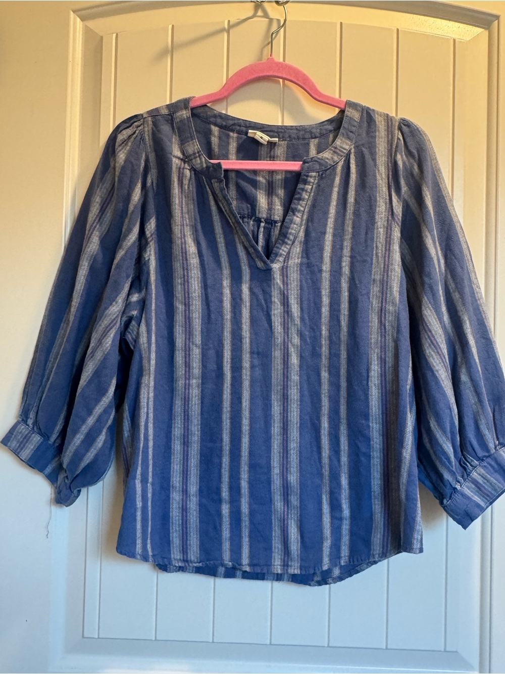 Blue boho peasant Top